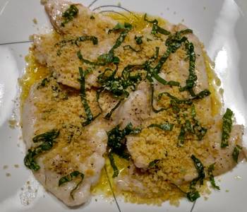 Easy Fast Cooking Panfried sole with lemon basil and garlic crumb Yummy