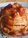 Linguine con Rana Pescatrice, Pomodorini Freschi e Curcuma