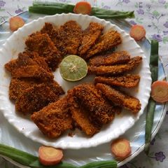A picture of Crispy Yam fritters suranche chaap veg crispy Yam fish fry.