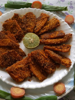 A picture of Crispy Yam fritters suranche chaap veg crispy Yam fish fry.