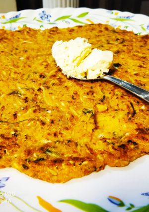 A picture of Makki Roti with Raddish,Methi.