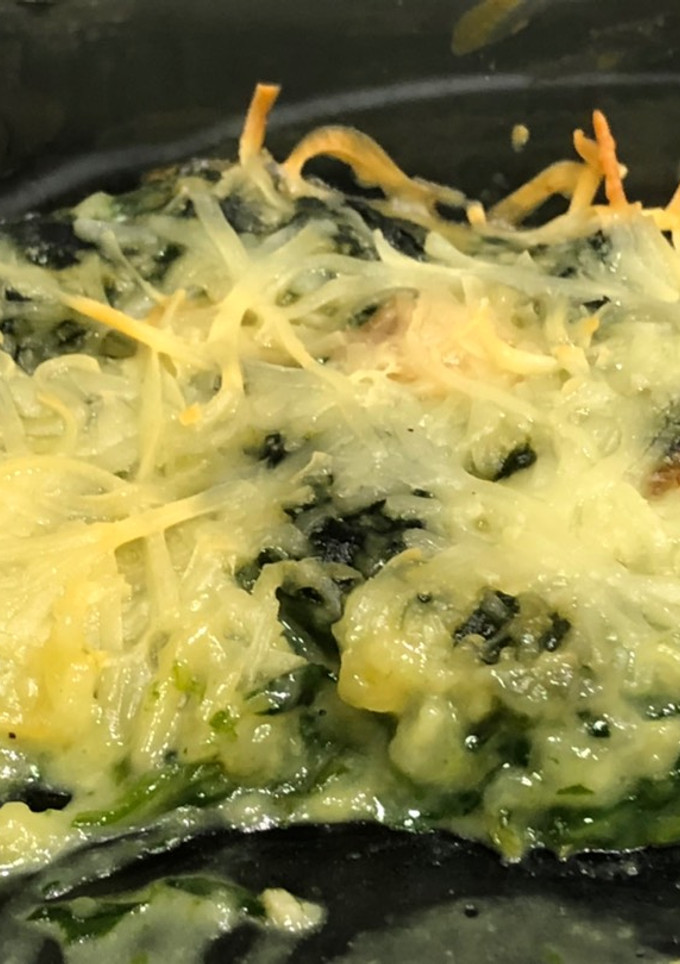 Una foto de Espinacas a la crema con bacon