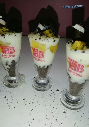 A picture of 3 Layered Oreo dessert🍹 3 لٸیر اوریو ڈیزرٹ 🍹.