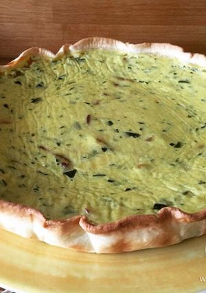Una foto de Quiche de calabacín y bacon