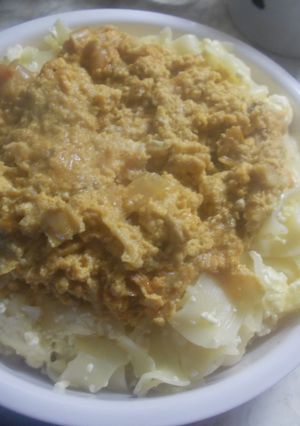 Túróstészta lecsóval recept fotója