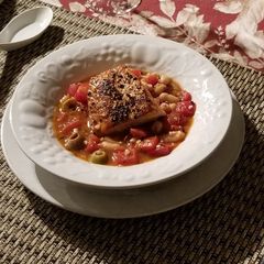 Pork With Lemon-Olive White Beans A picture of Pork With Lemon-Olive White Beans.