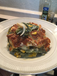 Una foto de “Lasaña” de papa con rajas y queso