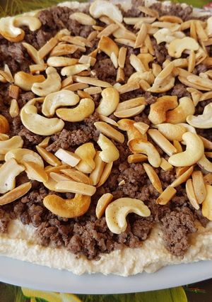 A picture of Hummus with Tahini and Ground Beef.
