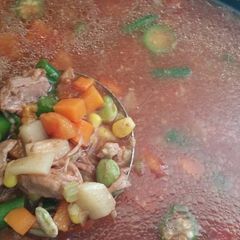A picture of Crock pot Vegetable beef soup.