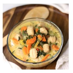 A picture of Gnocchi chickpea soup.