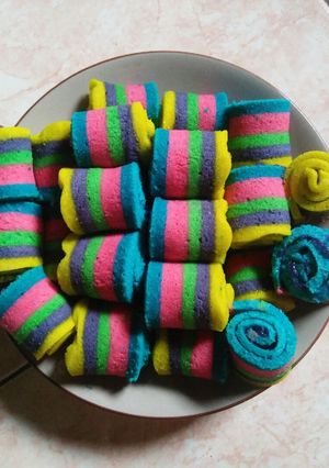 Foto resep Rainbow mini roll cake