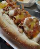 Perrito🌭caliente🥓de pollo🍗y tocineta🌭hawaiano🍍
