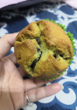 Hình của món Muffin 2 lớp rau chùm ngây và chocolate.