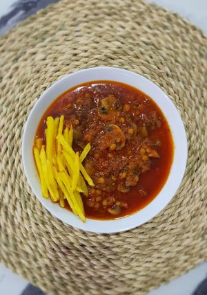 عکسی از دستور 🍄‍🟫خورشت قیمه با گوشت و قارچ🍄‍🟫