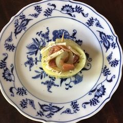 A picture of California Farm Cured Salmon Cucumber Cheese Rolls.