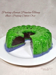 Foto resep 465.Puding Lumut pandan bunga telang Inner Puding Coklat Oreo