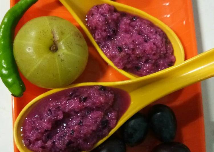 Easiest Way to Prepare Ultimate Black Grapes and Amla ki chutney