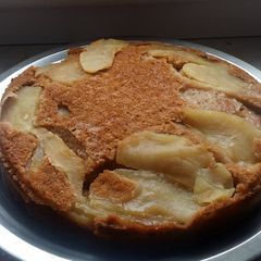 Eggless whole-wheat apple upside down cake A picture of Eggless whole-wheat apple upside down cake.