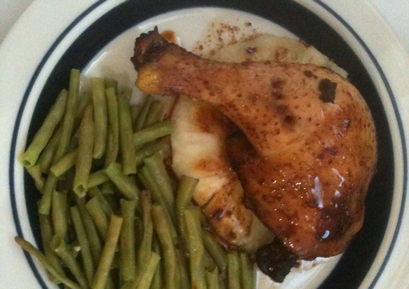 Pollo con salsa de soya y  mantequilla al horno