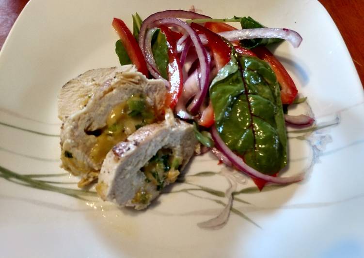 Recipe of Award-winning Stuffed Chicken Breasts with salad