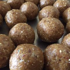 A picture of Nutritious dryfruits laddo with edible gum.