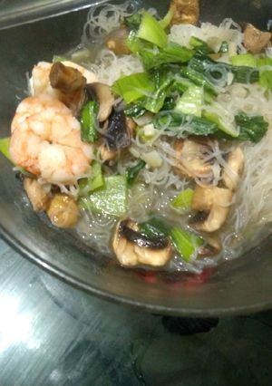 Foto resep Bihun jagung kuah jamur