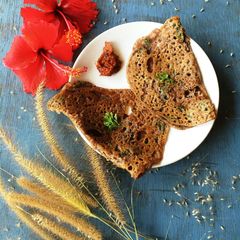 A picture of The ‘nutritious’ ragi (finger millet) dosa.