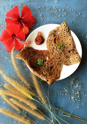 A picture of The ‘nutritious’ ragi (finger millet) dosa.