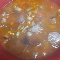 A picture of Garbanzo Bean and Pork Soup.
