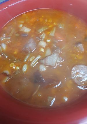 A picture of Garbanzo Bean and Pork Soup.