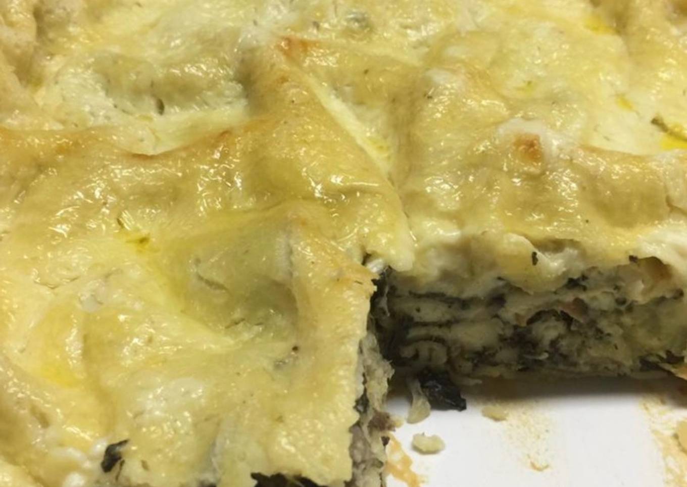 Lasagna de chapignones y espinacas