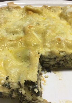 Una foto de Lasagna de chapignones y espinacas