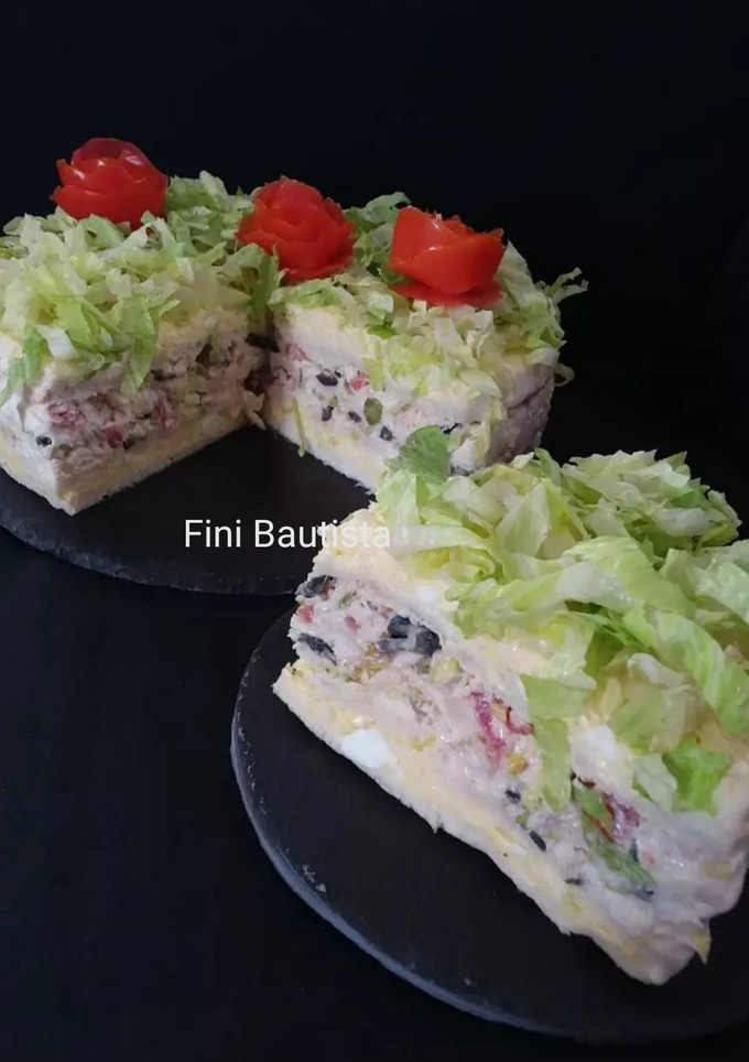 Una foto de Pastel frío con pan de molde