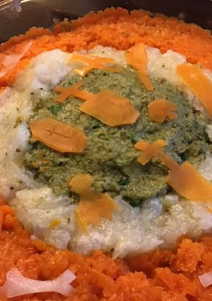 Une photo de Trio de purées Halloween brocolis navets et carottes