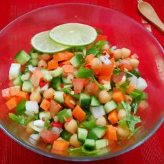A picture of Chick Pea Salad with Olive oil dressing.