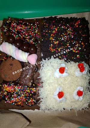 Foto resep Brownis topping mix cuma 2 telur