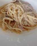Tallarines con salsa bechamel y hongos🍄🍜