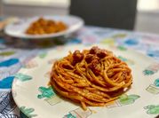 Una foto de pasta con chistorra
