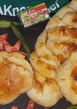 A picture of Chicken cheese braid and buns.