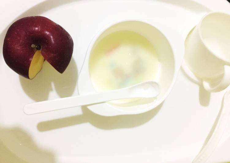 Cara termudah untuk Campuran LezatMPASI Pure Apple Rice🍎