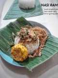 Nasi Rames (Suwir Tongkol Cabe Ijo + Telur Dadar Tahu + Bihun Goreng Cabe Ijo)