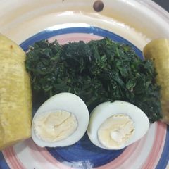A picture of Boiled plantain,egg and vegetable.