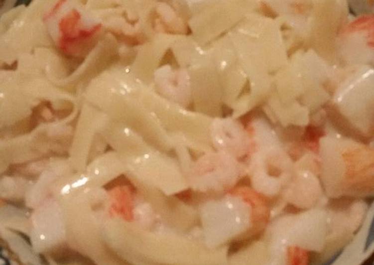Simple Way to Make Homemade Cheaters Seafood Alfredo