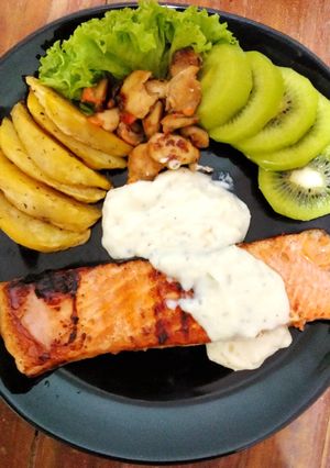 Foto resep Baked Salmon Tartar sauce