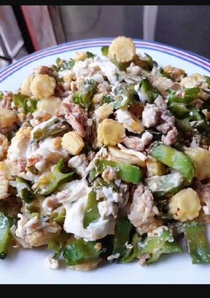 รูปของ ข้าวโพดอ่อนถั่วพูผัดหมูสับใส่ไข่