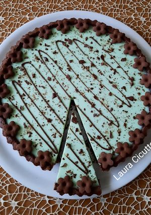 A picture of Chocolate Crust Tart with Mint Panna Cotta.