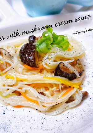 Hình của món Mì somen sốt kem nấm 🍄(Emmy 8m+).