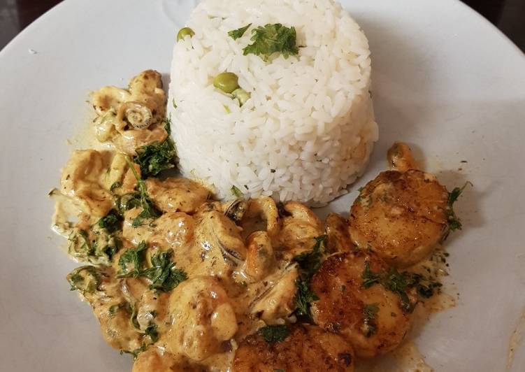 My Garlic Seared Scallops and Fish medley. π