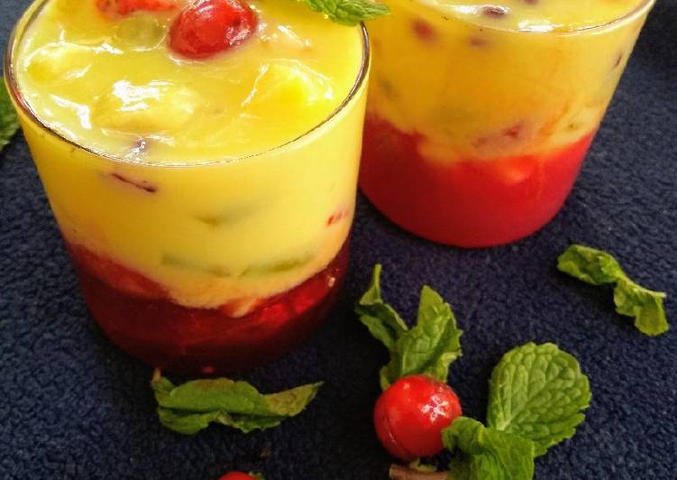 How to Make Perfect Fruit custard with jelly dessert