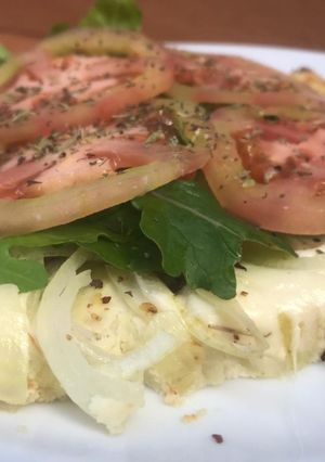 Una foto de Pizza con masa de coliflor